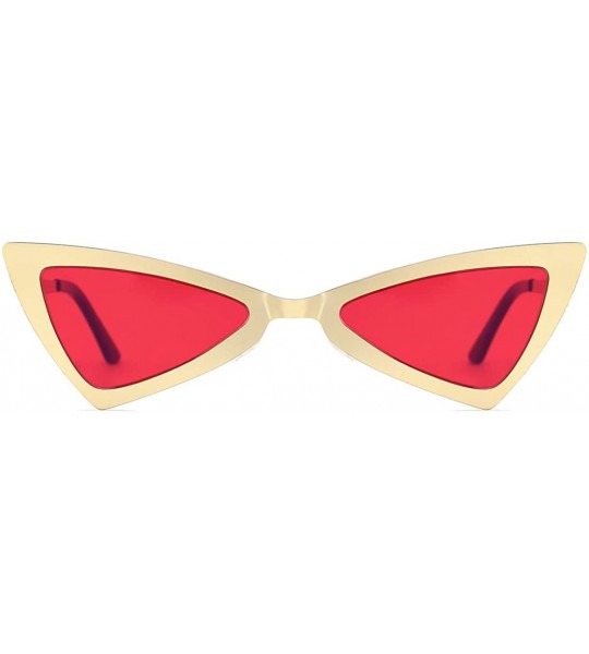 Cat Eye Vintage Cat Eye Sunglasses Triangle Shape for Women Designer Tinted Lenses Metal Frame - Red-gold - CP18T606A8I $31.08