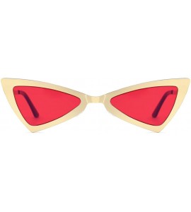 Cat Eye Vintage Cat Eye Sunglasses Triangle Shape for Women Designer Tinted Lenses Metal Frame - Red-gold - CP18T606A8I $31.08