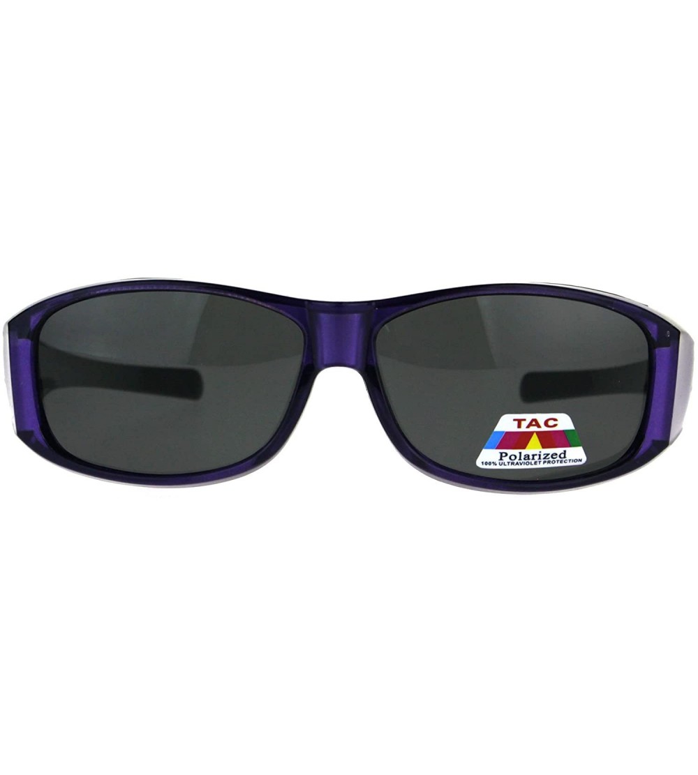 Rectangular Polarized Anti-glare Lens Classic Minimal Mod Fit Over Sunglasses - Purple - CX1876WANH6 $22.87