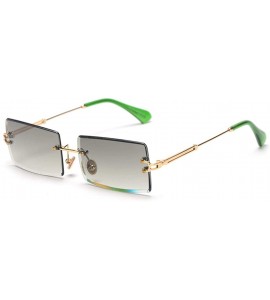 Rectangular Rectangle Sunglasses Women Rimless Square Sun Glasses for Women Christmas Gifts - Gold With Green - C118YYRHTCO $...