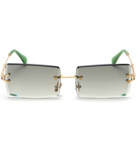 Rectangular Rectangle Sunglasses Women Rimless Square Sun Glasses for Women Christmas Gifts - Gold With Green - C118YYRHTCO $...