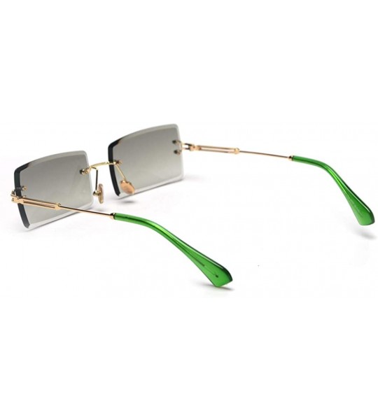 Rectangular Rectangle Sunglasses Women Rimless Square Sun Glasses for Women Christmas Gifts - Gold With Green - C118YYRHTCO $...