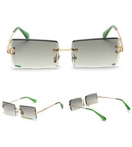 Rectangular Rectangle Sunglasses Women Rimless Square Sun Glasses for Women Christmas Gifts - Gold With Green - C118YYRHTCO $...