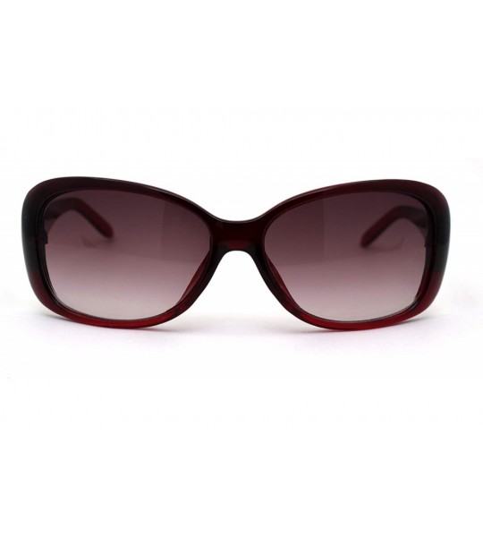 Rectangular Womens Mod Narrow Rectangular Butterfly Designer Sunglasses - Red Brown - CP1969WERT2 $19.20