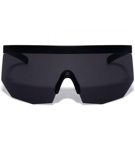 Shield XL Oversized Semi Rimless Sport Wrap Around Shield Sunglasses - Matte Black Frame - CP199YOXRT5 $21.93