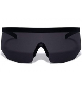 Shield XL Oversized Semi Rimless Sport Wrap Around Shield Sunglasses - Matte Black Frame - CP199YOXRT5 $21.93