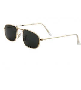 Sport Unisex Sunglasses Small Rectangular Metal Durable Frame Tinted Black - Gold Metal Frame/ Black Lens - CJ18LSTE25X $18.12