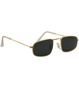 Sport Unisex Sunglasses Small Rectangular Metal Durable Frame Tinted Black - Gold Metal Frame/ Black Lens - CJ18LSTE25X $18.12