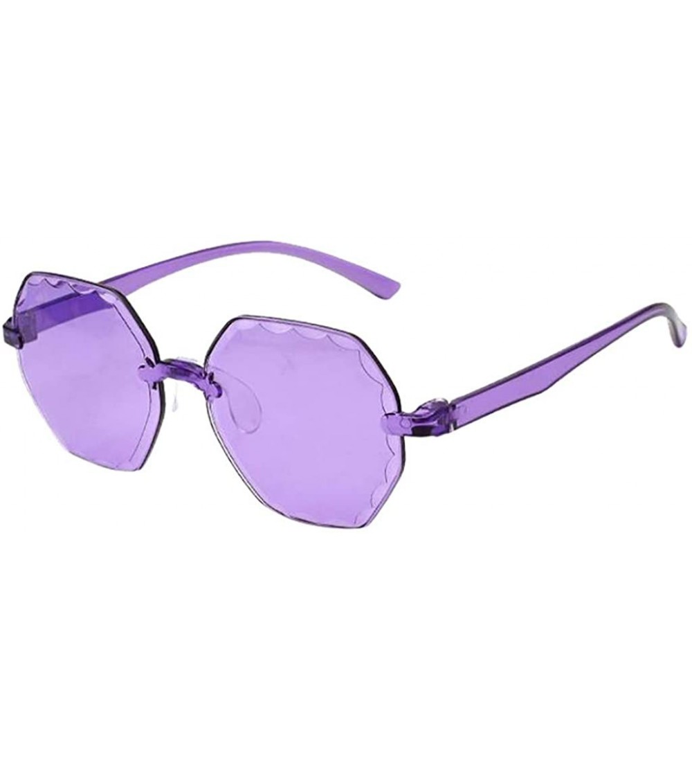 Rimless Unisex Fashion Rimless Multilateral Sunglasses Jelly Sunglasses - Purple - C21903Y2KQ9 $20.18