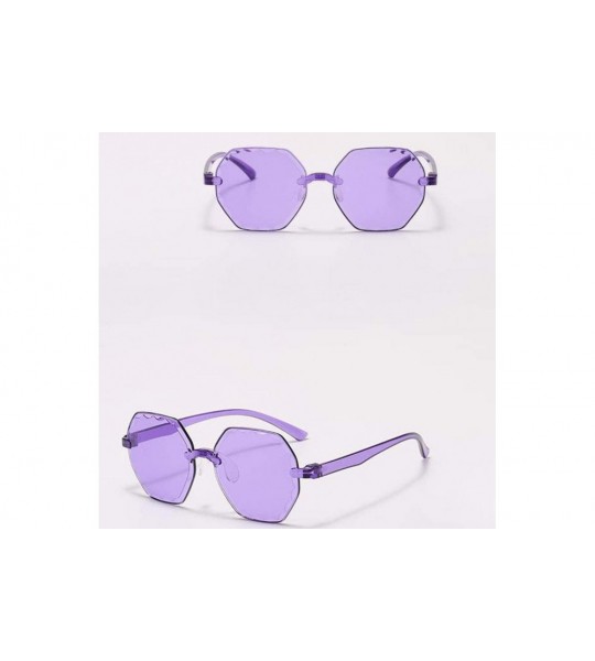 Rimless Unisex Fashion Rimless Multilateral Sunglasses Jelly Sunglasses - Purple - C21903Y2KQ9 $20.18