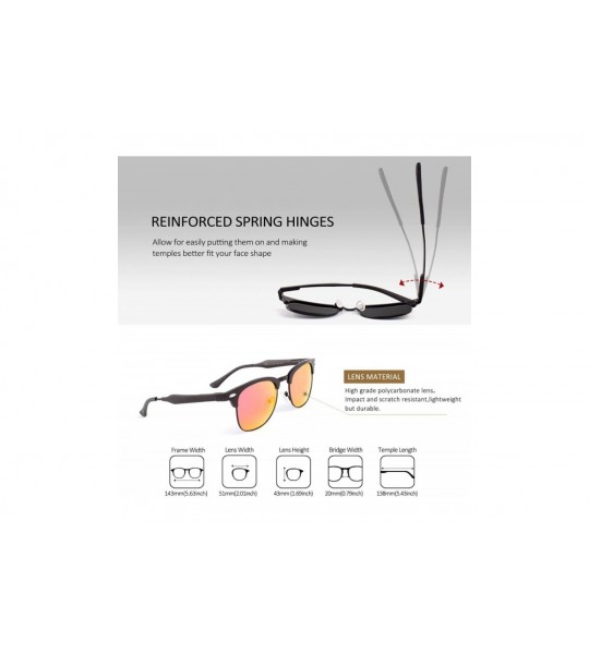 Rimless Classic Polarized Semi Rimless Al-Mg Metal Alloy Sunglasses for Men Women - Black Frame/Red Lens-mirrored - C818N0CTU...