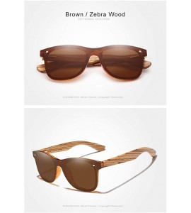 Rectangular Genuine adjustable polarized sunglasses handmade square men fashion Full Lens Zebra Wood - Brown - CR18ZXULMTY $5...