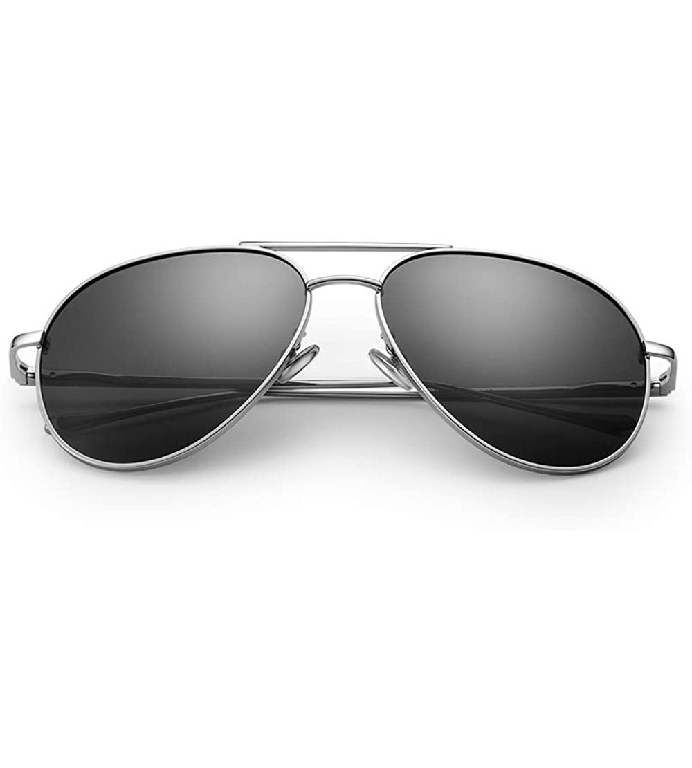 Oversized aviator Polarized sunglasses for men women fishing driving sunglasses uv protection - Charcoal Gray - CB18QT9G4XK $...