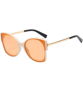 Cat Eye Women's Vintage Cat Eye Resin Full-Frame Ocean Piece Lens Sunglasses - White Champagne - CR18W39ERSE $45.96