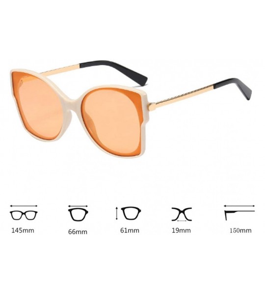 Cat Eye Women's Vintage Cat Eye Resin Full-Frame Ocean Piece Lens Sunglasses - White Champagne - CR18W39ERSE $45.96