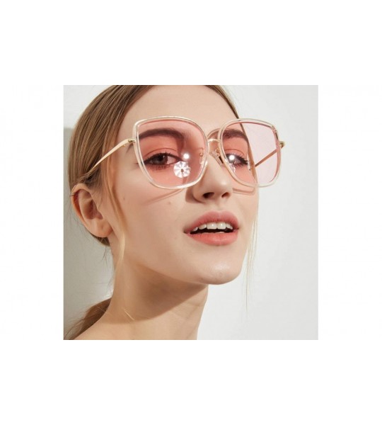 Goggle Big Square Sunglasses Retro Transparent Ocean Color Acrylic Lens - Light Brown - C318UXA9L6T $35.55