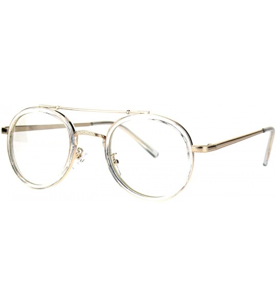 Oval Vintage Fashion Clear Lens Glasses Oval Round Designer Style Eyeglasses - Gold Clear - CZ186LNMS4U $20.30