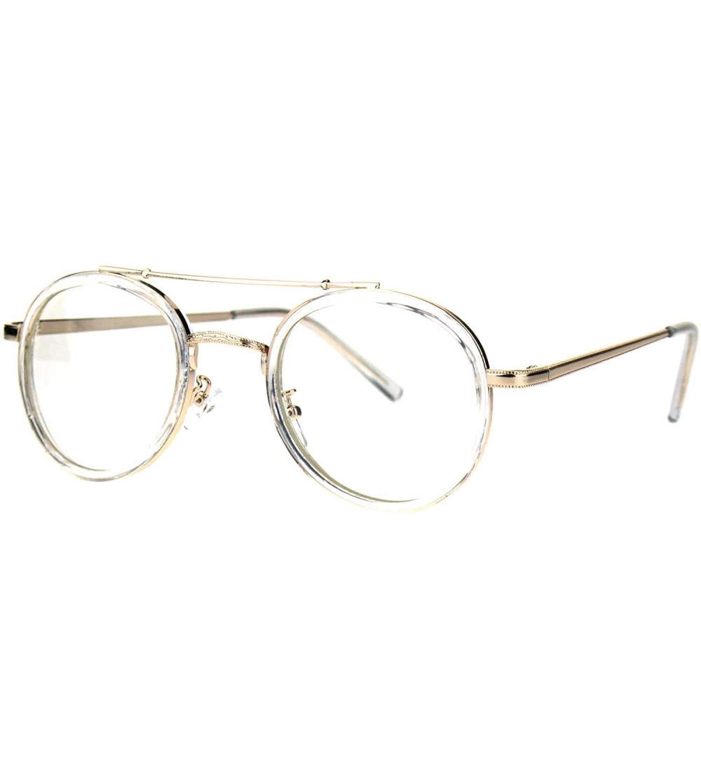 Oval Vintage Fashion Clear Lens Glasses Oval Round Designer Style Eyeglasses - Gold Clear - CZ186LNMS4U $20.30
