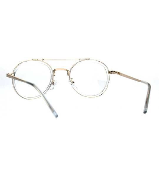 Oval Vintage Fashion Clear Lens Glasses Oval Round Designer Style Eyeglasses - Gold Clear - CZ186LNMS4U $20.30