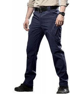 Sport Men's Ski Water Repellent Softshell Fleece Lined Hiking Pants Tactical Trousers - Navy - CL1925EAHZ2 $65.55