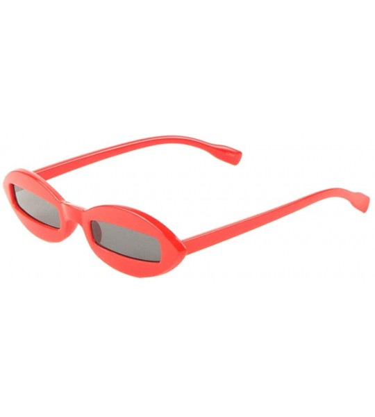 Rectangular Retro Sharp Oval Frame Rectangular Lens Sunglasses - Red - CT198D9YSUT $26.69