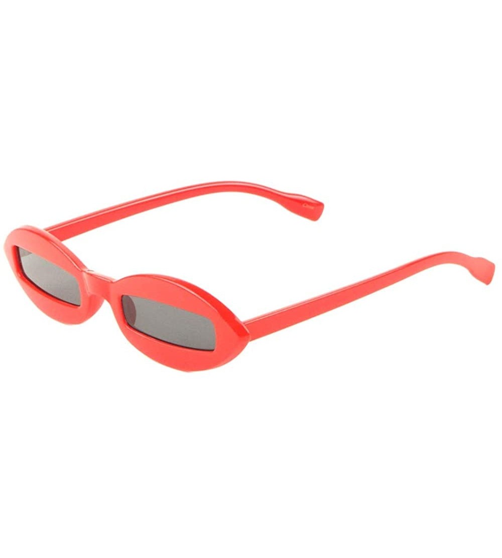 Rectangular Retro Sharp Oval Frame Rectangular Lens Sunglasses - Red - CT198D9YSUT $26.69