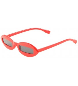 Rectangular Retro Sharp Oval Frame Rectangular Lens Sunglasses - Red - CT198D9YSUT $26.69