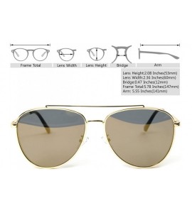 Oversized Classic Aviator Sunglasses Military Style Air Force Pilot Glasses Eyewear Metal Frame - Gold Gold 50264 - CO18CE25U...