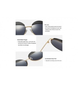 Oversized Oversized Round Metal Sunglasses for Women Leather Stylish Sun Glasses Circle Lens UV400 Protection S6000 - CF19656...