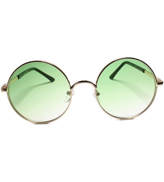 Round New Classy Elegant Trendy Vintage Retro Style Round Sunglasses - Green - CO18UM8QDDL $23.37