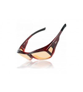 Shield Night Vision Glasses Polarized Wrap Around Eyewear Glasses 8953 - L Size Wine Red Frame - CN1959X4LZ2 $45.00
