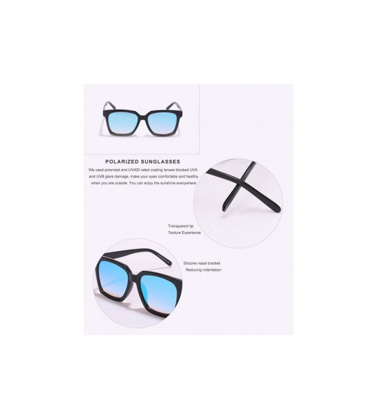 Square Vintage Square Sunglasses for Women - Mens Fashion Black Glasses-UV400 Protective Eyewear PZ1683 - Ocean Blue - C818TK...