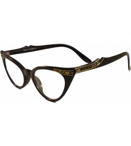 Oval VINTAGE Women Sexy Cat Eye Rhinestone Frame Clear Lens Eye Glasses BLACK - CM11MGBVEPD $34.67