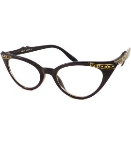 Oval VINTAGE Women Sexy Cat Eye Rhinestone Frame Clear Lens Eye Glasses BLACK - CM11MGBVEPD $34.67