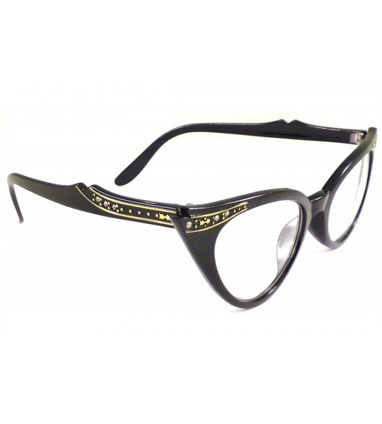 Oval VINTAGE Women Sexy Cat Eye Rhinestone Frame Clear Lens Eye Glasses BLACK - CM11MGBVEPD $34.67