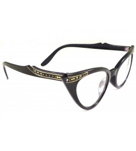 Oval VINTAGE Women Sexy Cat Eye Rhinestone Frame Clear Lens Eye Glasses BLACK - CM11MGBVEPD $34.67