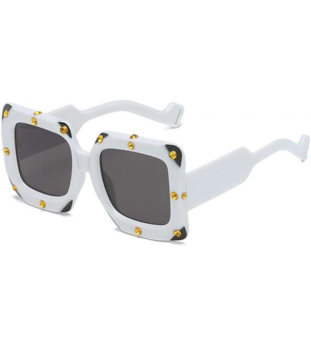 Square Vintage Colorful Thick-Rimmed Square Shape Sunglasses Anti Ultraviolet Eyeglasses - D - CI196QXI7RM $18.48