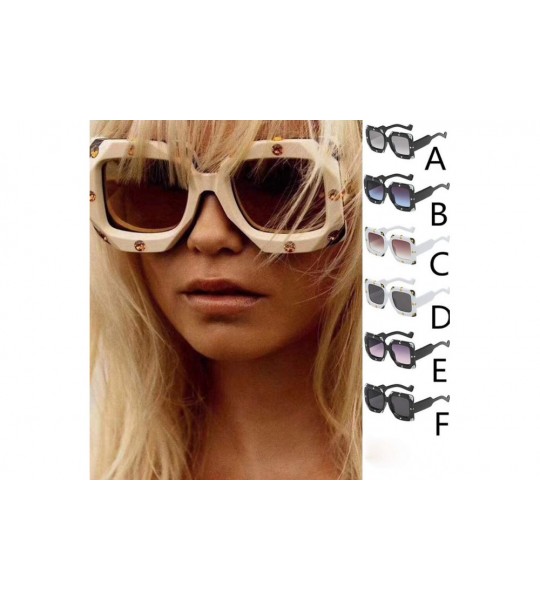 Square Vintage Colorful Thick-Rimmed Square Shape Sunglasses Anti Ultraviolet Eyeglasses - D - CI196QXI7RM $18.48