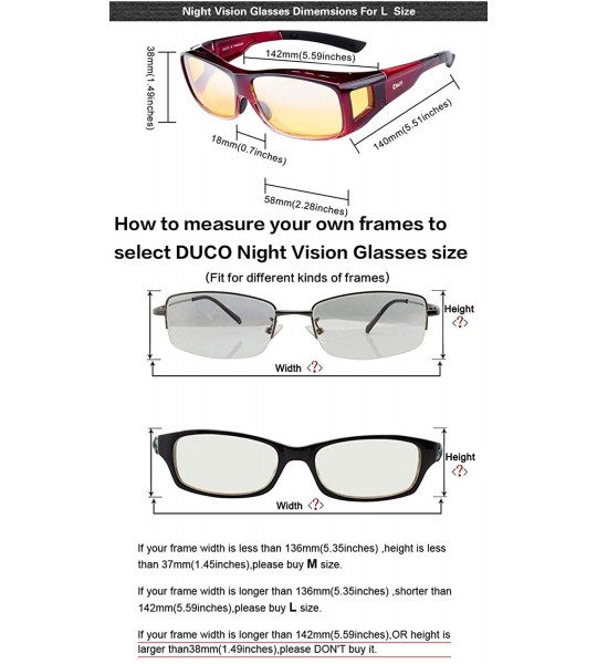 Shield Night Vision Glasses Polarized Wrap Around Eyewear Glasses 8953 - L Size Wine Red Frame - CN1959X4LZ2 $45.00