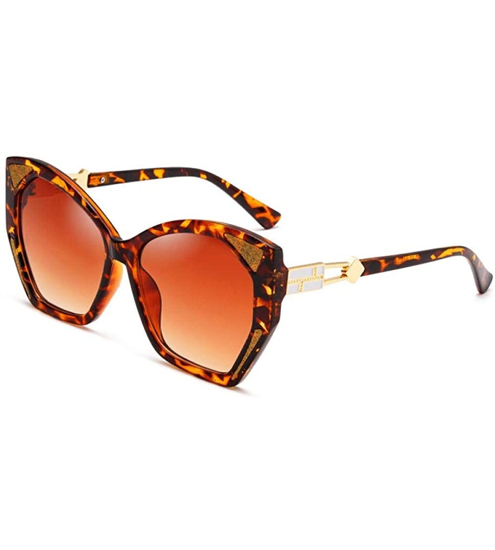Sport Large frame polygon fashion ladies sunglasses high-end tide sunglasses-Frame gradient tea - CI197ZQ345X $36.48