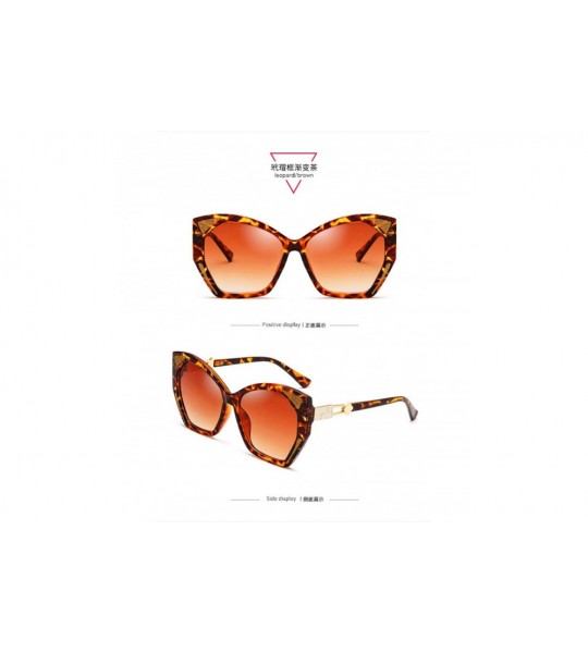 Sport Large frame polygon fashion ladies sunglasses high-end tide sunglasses-Frame gradient tea - CI197ZQ345X $36.48