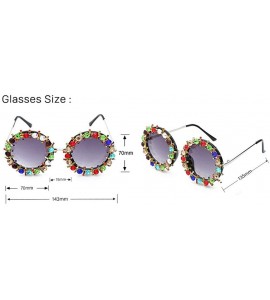 Round 2019 New Fashion Sunglasses Color Frame Round Rhinestone Sunglasses for Women Retro Black Party Eyewear - CO18WOSHDZW $...