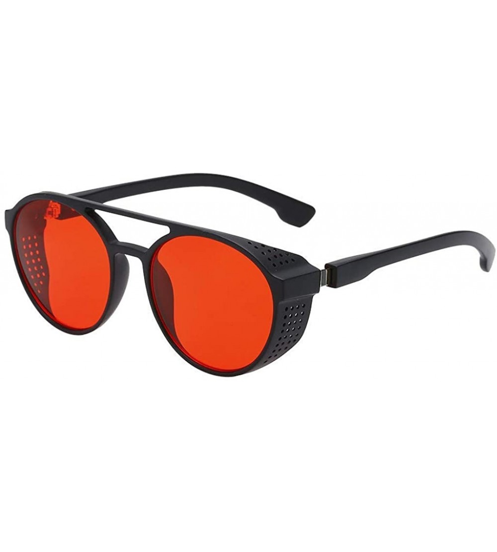 Round Gothic Steampunk Sunglasses For Men Women Uv Protection Sunglasses Full Frame Retro Eyewear Fashion - Red - C518YRT9Y4C...