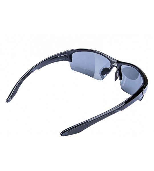 Sport Men's Polarized Sunglasses Semi Rimless Sports Wrap Glasses for Driving Fishing Cycling - Polished Black - CW18NAU8UGL ...