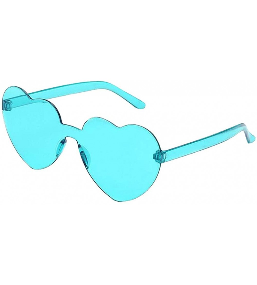 Rimless Heart Shape Rimless Sunglasses Candy Color Frameless Glasses Love Eyewear - Sky Blue - CT190754MNH $14.87