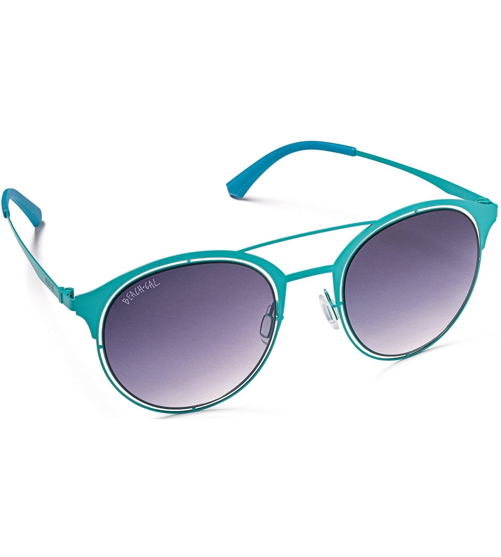 Shield Women's Sunglasses - Stylish Designer Round Frames - Lightweight - Comfy - Blue Curacao - CN18E6K2QQQ $95.40