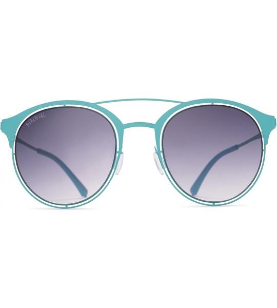 Shield Women's Sunglasses - Stylish Designer Round Frames - Lightweight - Comfy - Blue Curacao - CN18E6K2QQQ $95.40