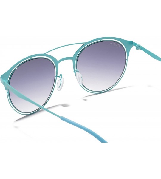 Shield Women's Sunglasses - Stylish Designer Round Frames - Lightweight - Comfy - Blue Curacao - CN18E6K2QQQ $95.40