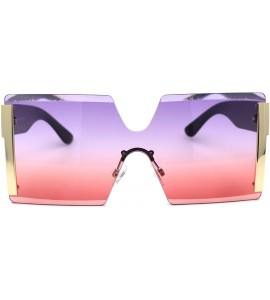 Shield Womens Squared Rectangle Shield Mod Chic Fashion Sunglasses - Gold Blue Purple Red - CZ19733KI29 $24.03