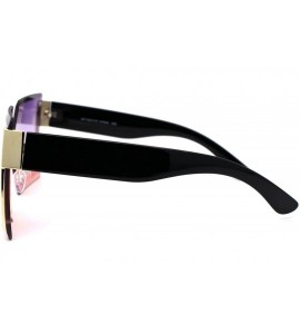 Shield Womens Squared Rectangle Shield Mod Chic Fashion Sunglasses - Gold Blue Purple Red - CZ19733KI29 $24.03